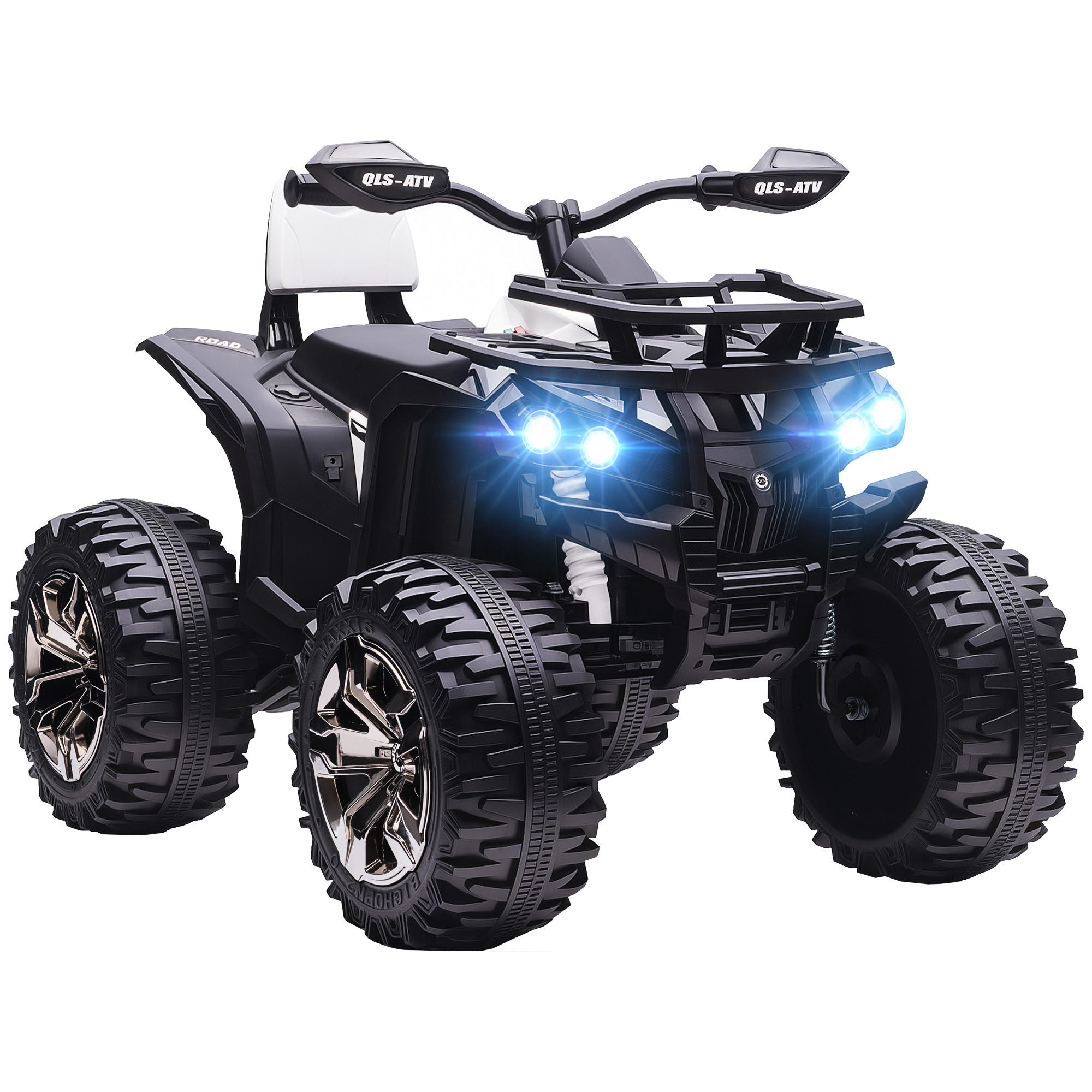 ELEKTRO-KINDERQUAD DE-06278 mit LED-Scheinwerfer und USB-Musikplayer Schwarz - Weiß, Kunststoff/Metall (100/65/73cm) - ComfortXL