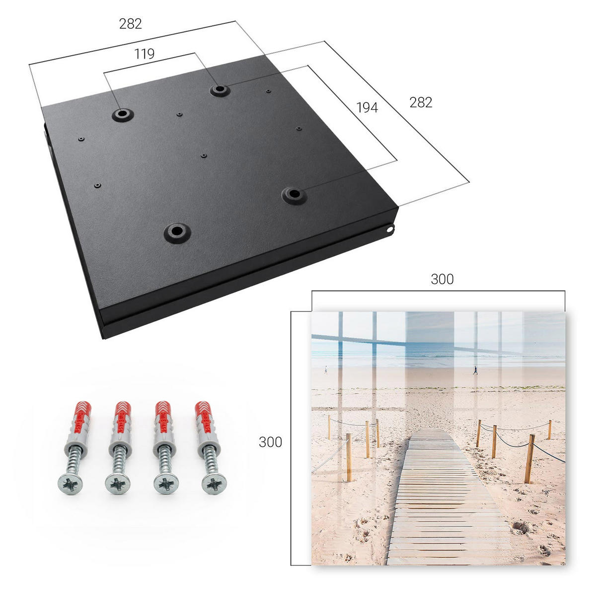 SCHLÜSSELBOX Schwarz 30x30 cm- Türöffnung nach rechts - Meeresstrand - Beige, Metall (30/30/5cm) - TULUP