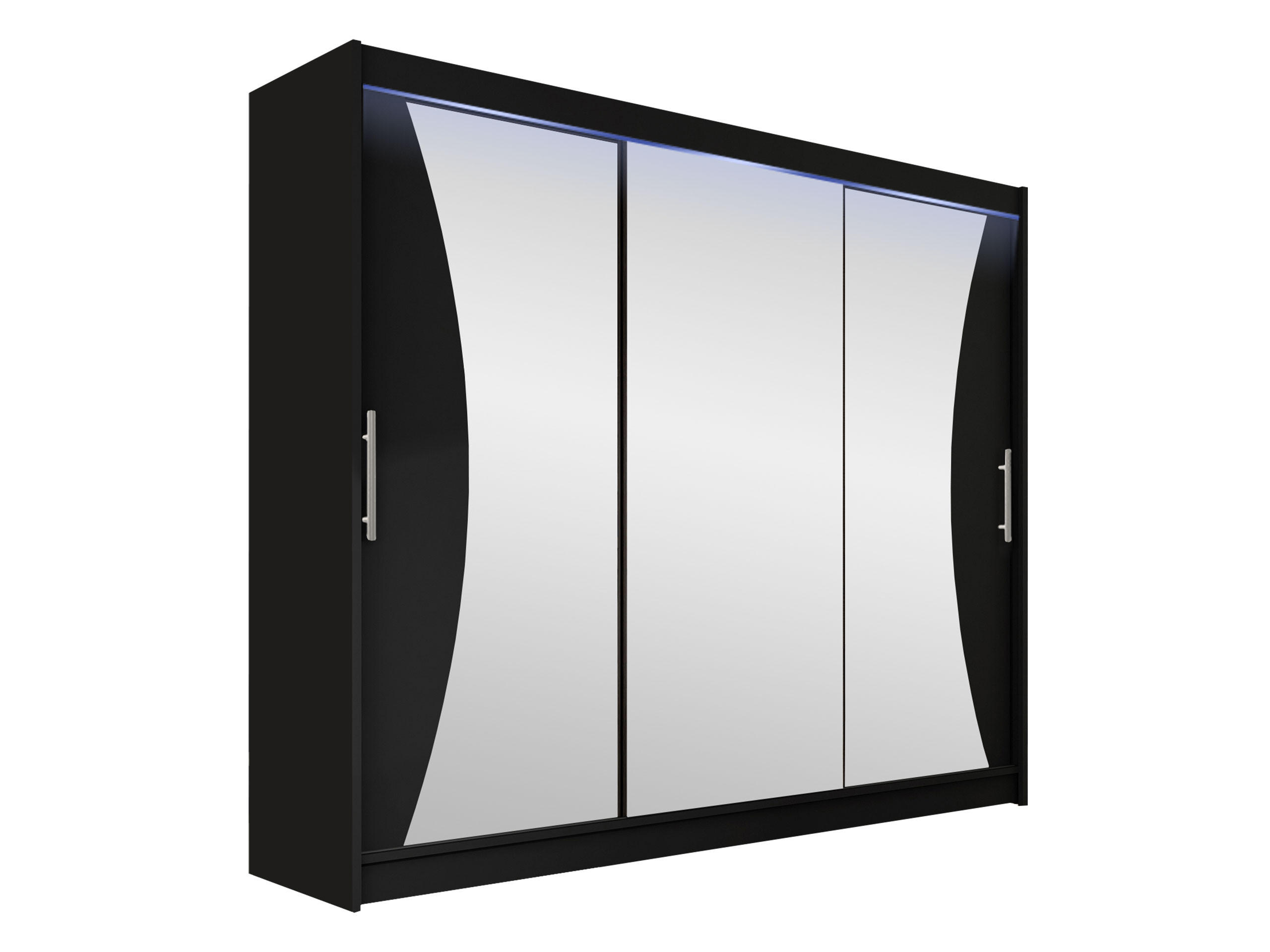 KLEIDERSCHRANK Aston IV, mit RGB LED Beleuchtung - Silberfarben/Schwarz, Holzwerkstoff/Kunststoff (250/215/58cm) - MIRJAN24