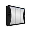 KLEIDERSCHRANK Aston IV, mit RGB LED Beleuchtung - Silberfarben/Schwarz, Holzwerkstoff/Kunststoff (250/215/58cm) - MIRJAN24