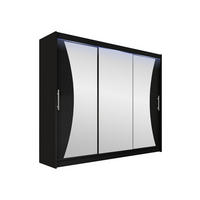 KLEIDERSCHRANK Aston IV, mit RGB LED Beleuchtung - Silberfarben/Schwarz, Holzwerkstoff/Kunststoff (250/215/58cm) - MIRJAN24