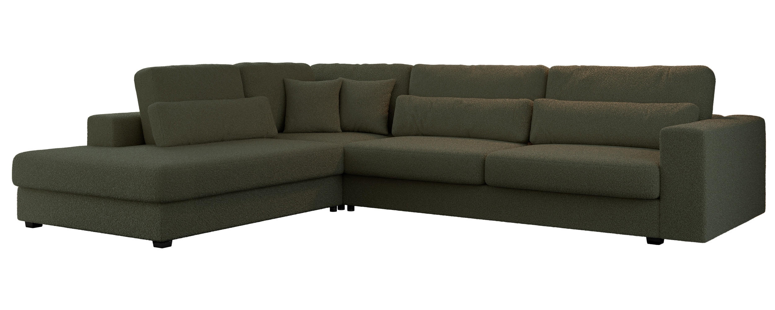 ECKSOFA Savona Grün Boucle - links - Schwarz/Grün, Kunststoff/Textil (316/249cm) - MKS