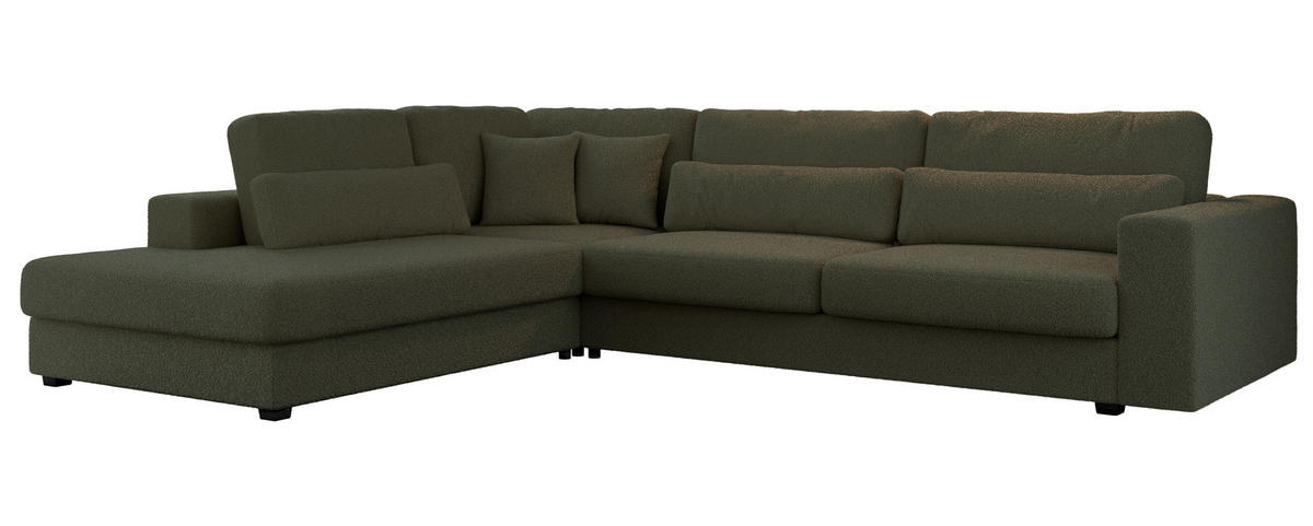 ECKSOFA Savona Grün Boucle - links - Schwarz/Grün, Kunststoff/Textil (316/249cm) - MKS