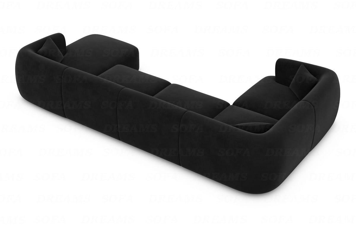 WOHNLANDSCHAFT Azura Schwarz Samtstoff - Schwarz, Kunststoff (325/78/177cm)