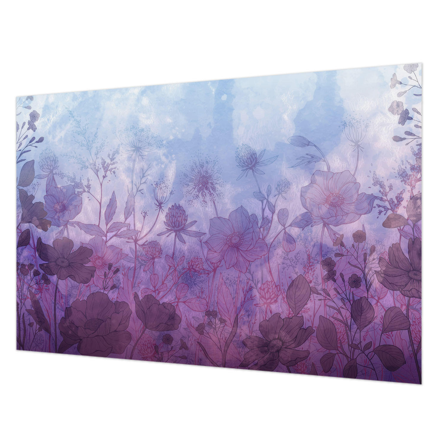 FOTOTAPETE 104x70 cm - Pastellblumen - Blau, Textil (104/70cm) - Wallfluent