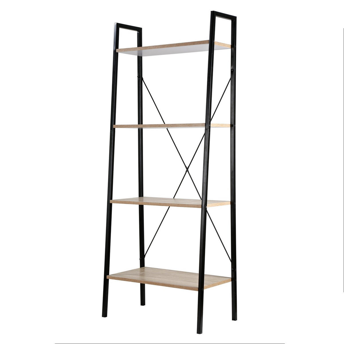 AUFBEWAHRUNGSREGAL mit 4 Ebenen im Industrial-Stil - L60 cm - Eschefarben, Metall (32.5/148/6.5cm) - Calicosy