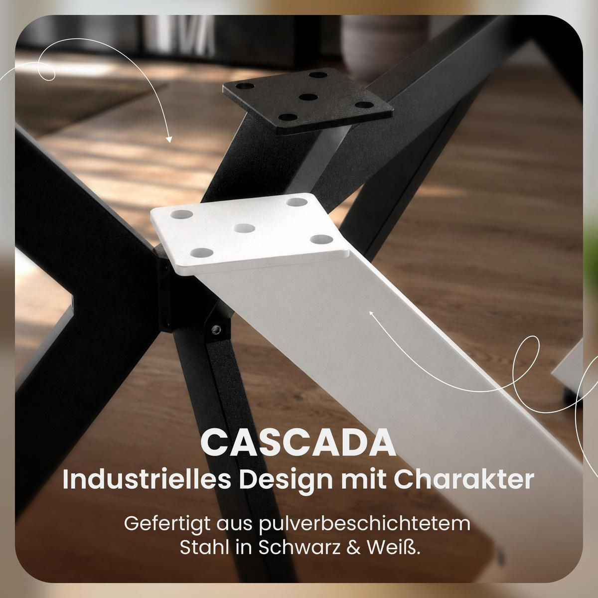 TISCHBEIN eckig 135/71/72 cm Metall Weiß - Weiß, Metall (135/72/71cm) - CLP