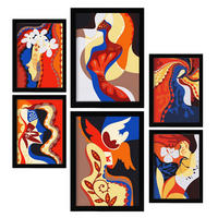 POSTER Set Mit 6 Begeisterte Meisterschaft In Weibliche Zusammenfassung Ästhetische Dekorative Gemälde Für Ihr Zuhause A3 & A4 Schwarzer Rahmen - Schwarz, Papier (29/3cm) - Nacnic