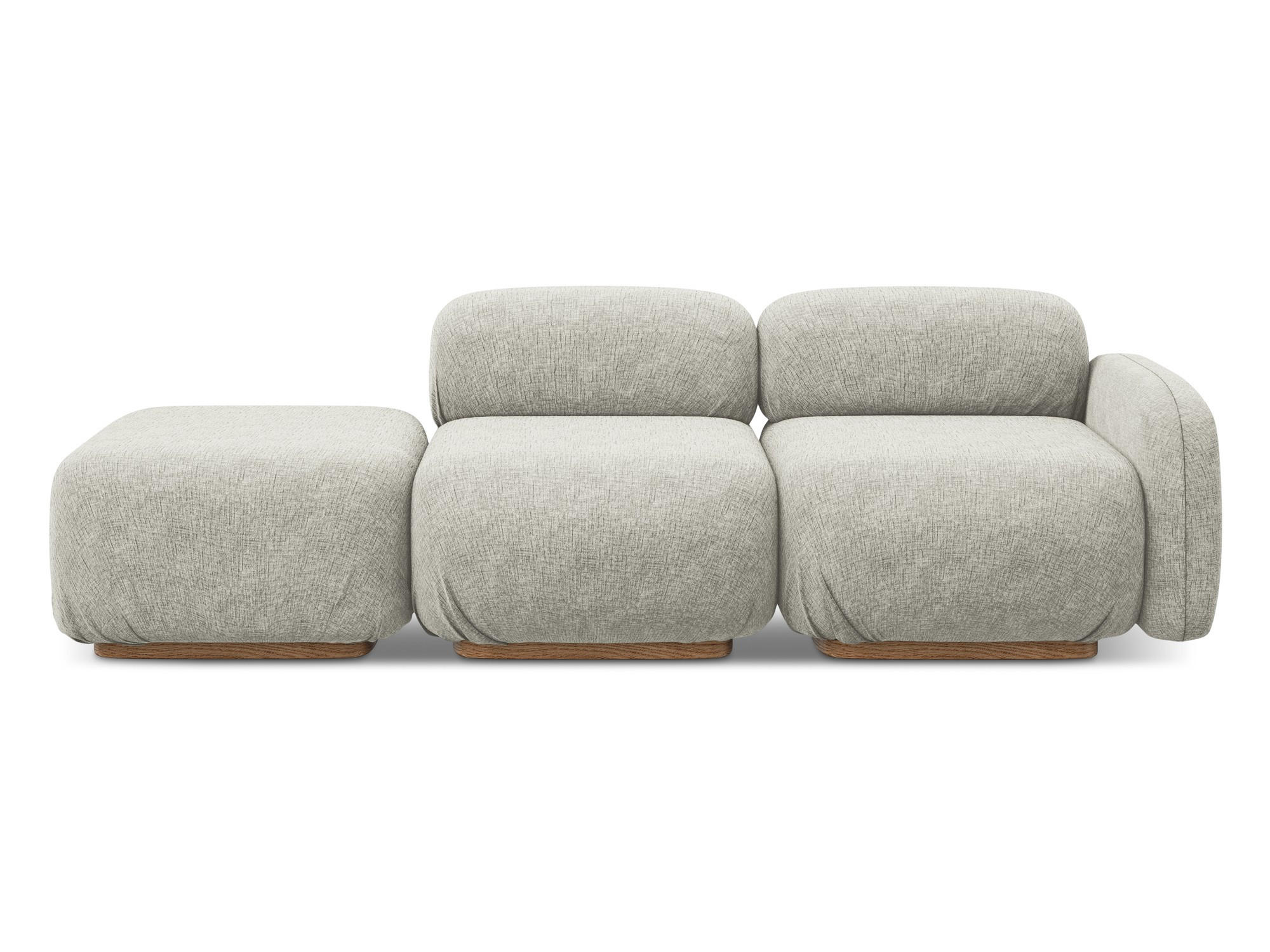 3-SITZER SOFA Links Chenille Stoff Grau - Silberfarben/Braun, Holz/Textil (258/73/95cm) - Makamii