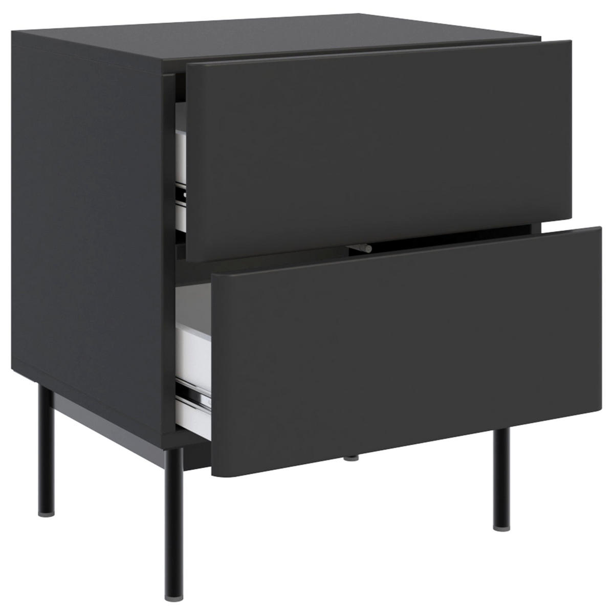 NACHTTISCH Olio 2 Schubladen Schwarz 50 cm - Schwarz, Holzwerkstoff/Metall (50/57.2/38.6cm) - Selsey