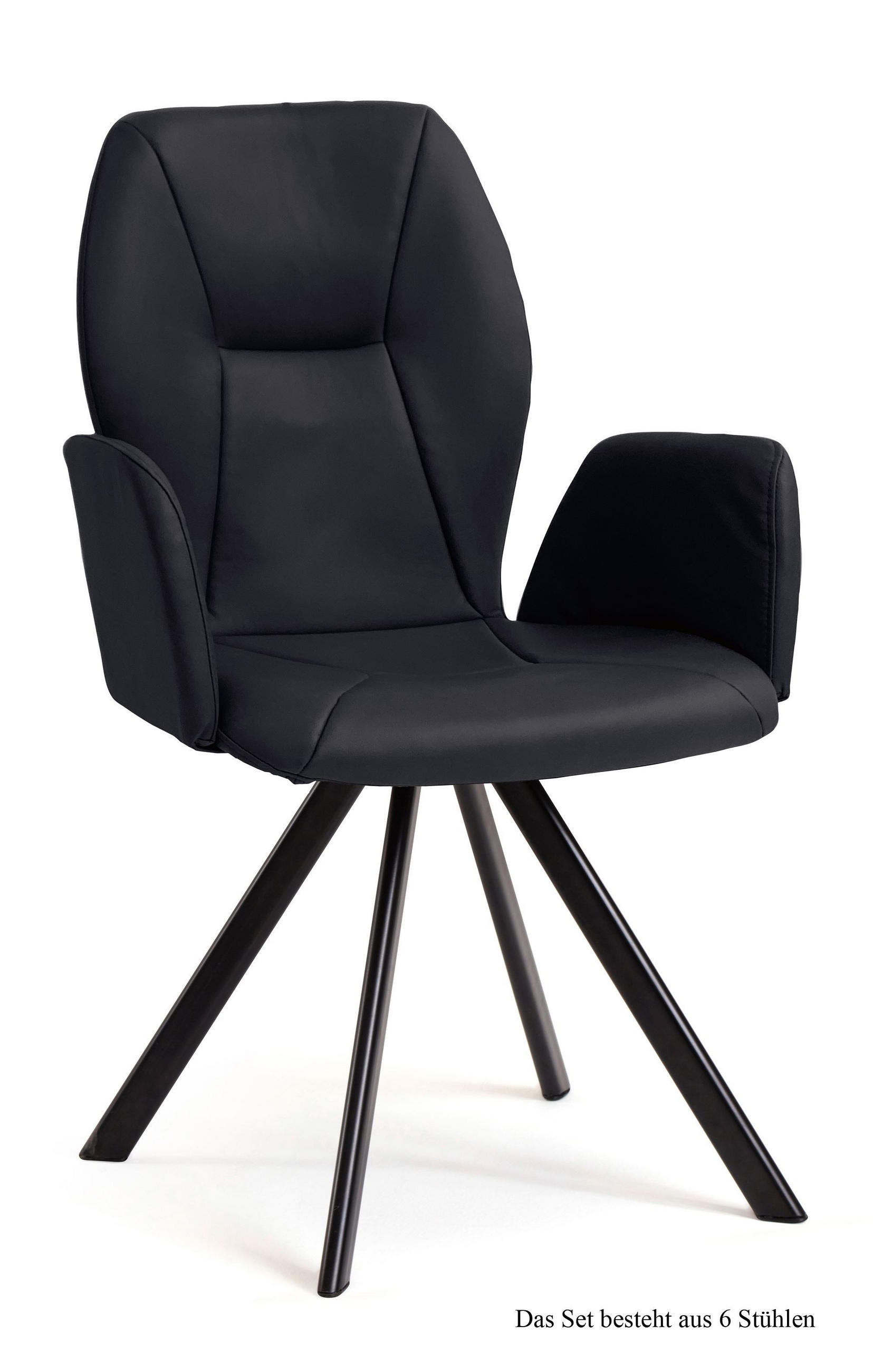 ARMLEHNSTUHL (6er-Set) Denna 58x92x60 Schwarz/Anthrazit - Anthrazit/Schwarz, Kunststoff (60/92/58cm) - 58aufmkessel