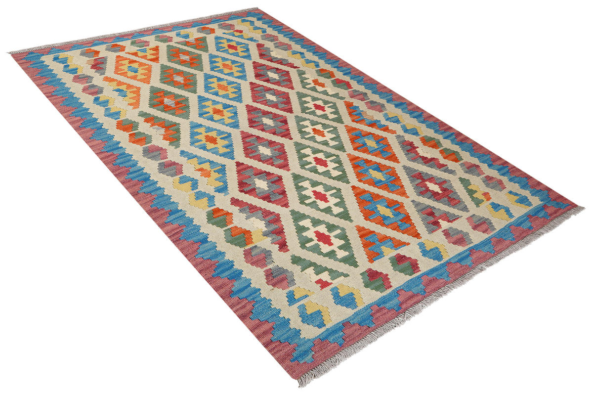 HANDWEBTEPPICH Kelim Gashgai Beige 179/126 cm - Beige, Textil (126/179cm) - Looma