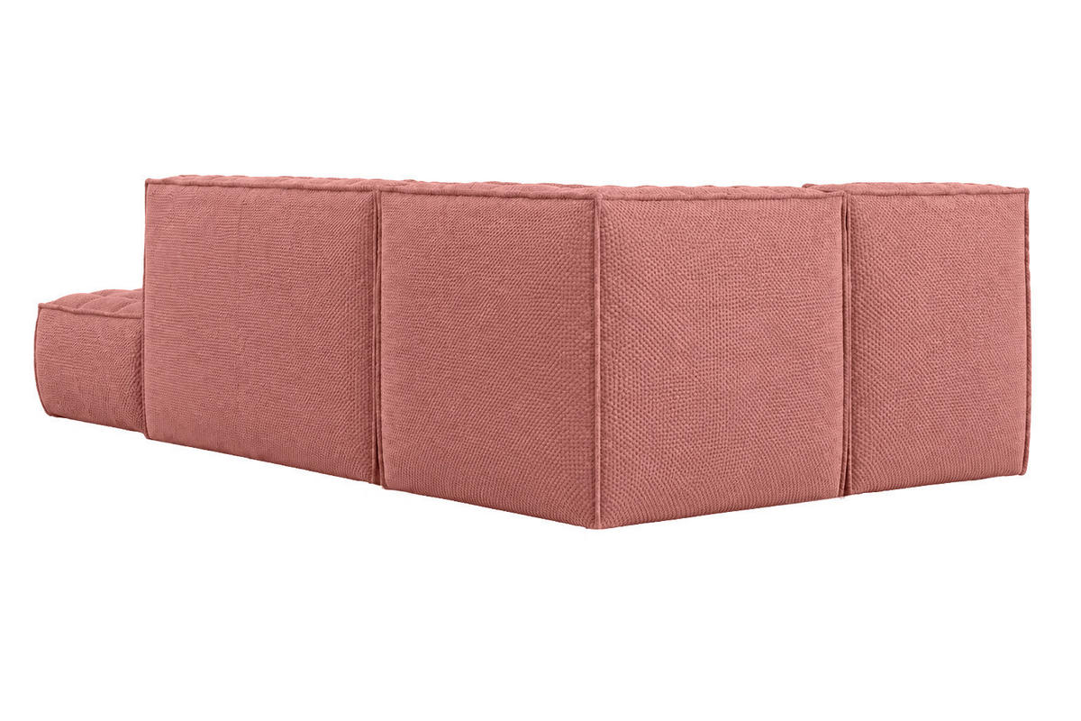 ROHOVÁ SEDAČKA modulární ve tvaru L s taburetem, plyšová tkanina Pop, Růžová, Pravá strana, LAZY L s taburetem - růžová, dřevo (333/173cm) - Kaiser Möbel