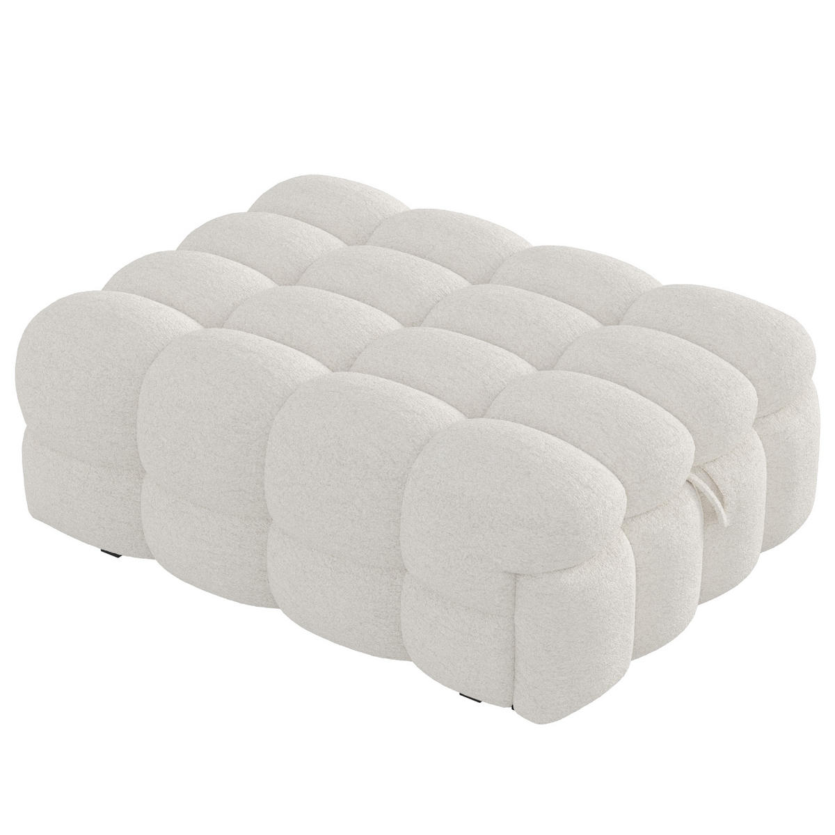 POLSTERBETT in Beige Teddy-Stoff, Ausziehbares Schlafsofa - Beige, Textil (80/180cm) - KOMHTOM