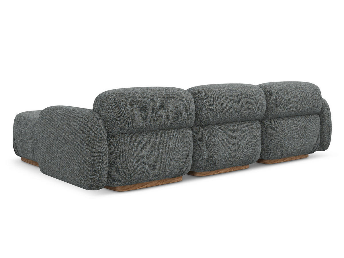 ECKSOFA Beidseitig Strukturstoff Stoff Grau - Dunkelgrau/Braun, Holz/Textil (270/190cm) - Makamii