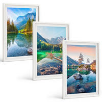 BILDER SET 3er Set - 40x60 cm Weißer Rahmen - Naturlandschaft der Bergseen - Weiß, Kunststoff (40/60cm) - TULUP
