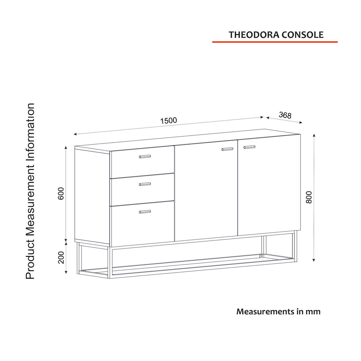 SIDEBOARD Theodora Rebab Braun 2-Türig 3 Schubladen Gold mit Metallfüßen - Braun, Holzwerkstoff (150/80/36.8cm) - moebel17