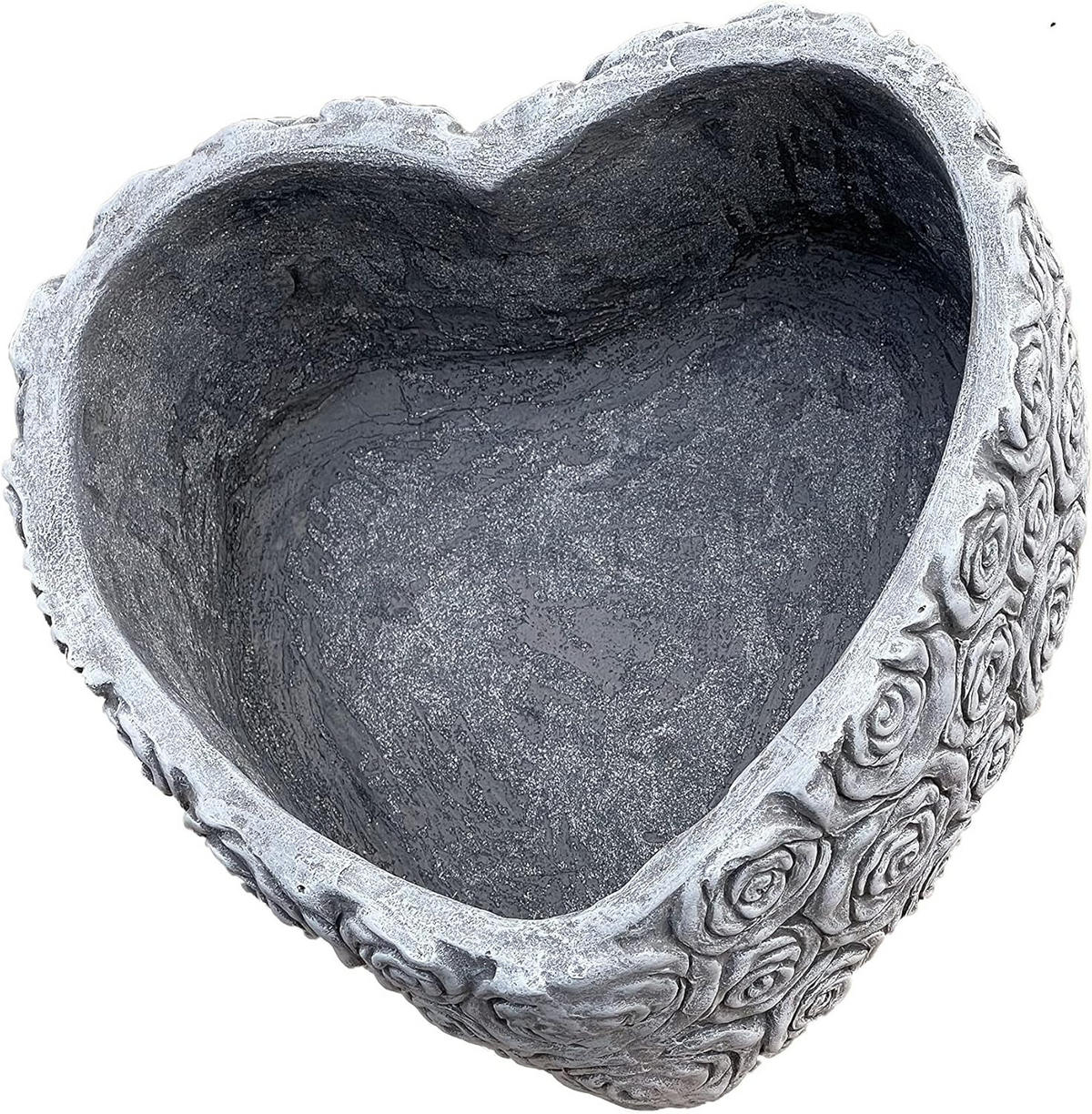 STEINFIGUR Rosenherz XL frostfest Steinguss - Grau, Stein (28/14/29cm) - stoneandstyle