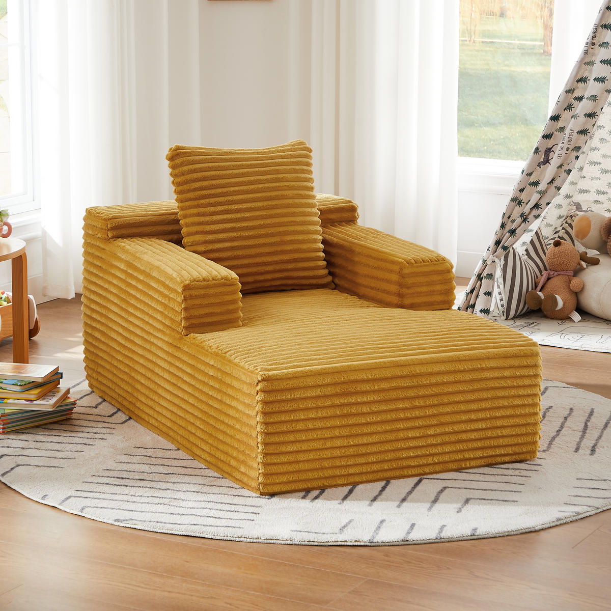 SCHLAFSESSEL DE-34917 Cord mit Schlaffunktion Gelb - Gelb, Textil (81/50/117cm) - ComfortXL