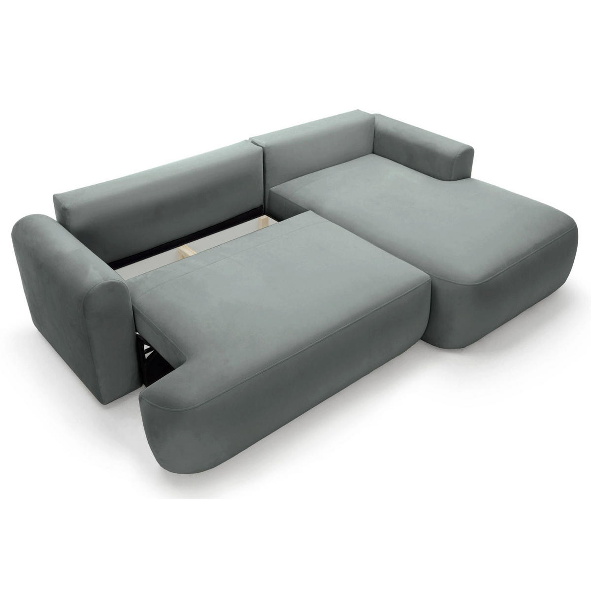 ECKSOFA Ovo Grau mit wasserabweisendem Samtbezug - Schwarz/Grau, Kunststoff/Textil (165/260cm) - Selsey