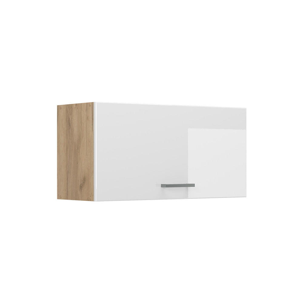 HÄNGESCHRANK R-Line, Weiß Hochglanz/Goldkraft Eiche, 80 cm Flach - Honigeiche/Weiß Hochglanz, Holzwerkstoff (80/40/31cm) - Vicco