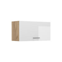 HÄNGESCHRANK R-Line, Weiß Hochglanz/Goldkraft Eiche, 80 cm Flach - Honigeiche/Weiß Hochglanz, Holzwerkstoff (80/40/31cm) - Vicco