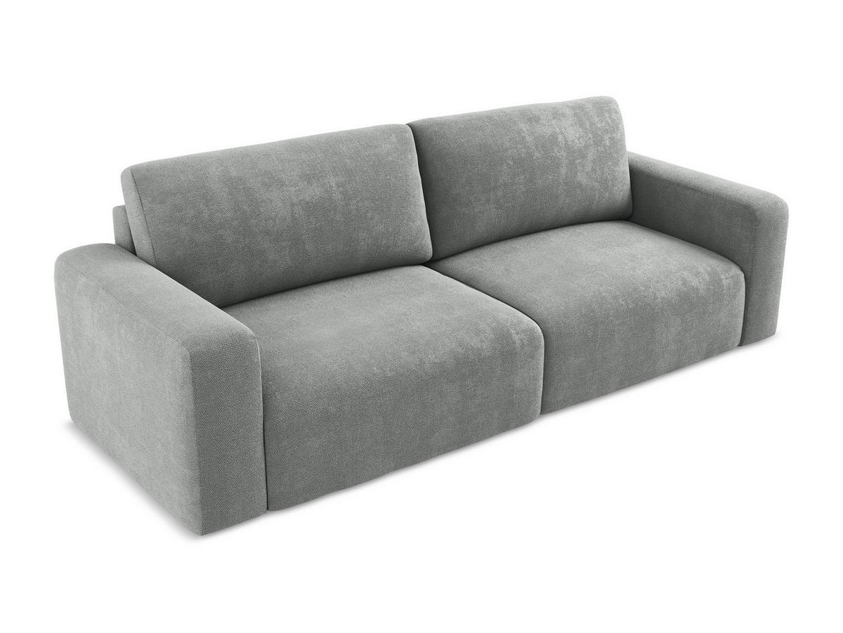 3-SITZER SOFA mit Schlaffunktion Chenille Stoff Grau - Blau/Schwarz, Kunststoff/Textil (244/79/102cm) - Makamii