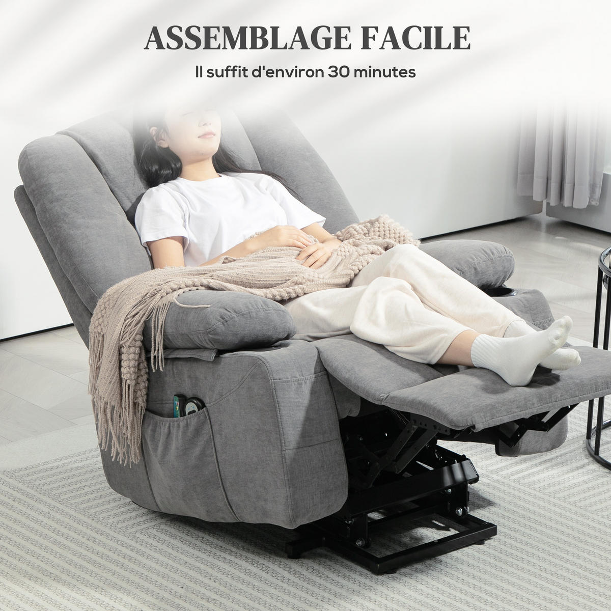 MASSAGESESSEL DE-15388 mit Massage und Heizung Grau - Grau, Textil (90/102/97cm) - ComfortXL
