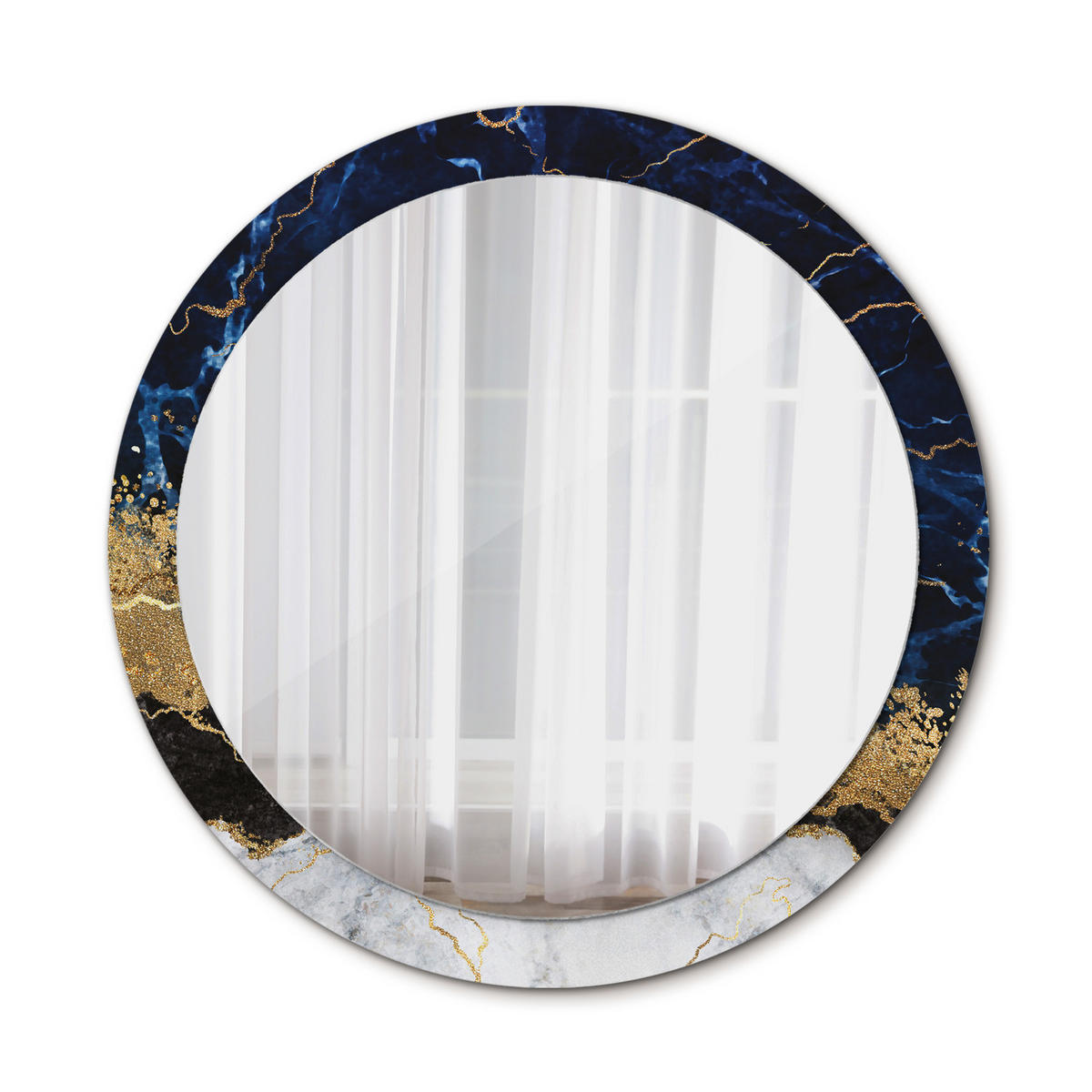 SPIEGEL Ø90 cm Rund mit Aufdruck - Goldfarben, Glas (90/90/0.4cm) - TULUP