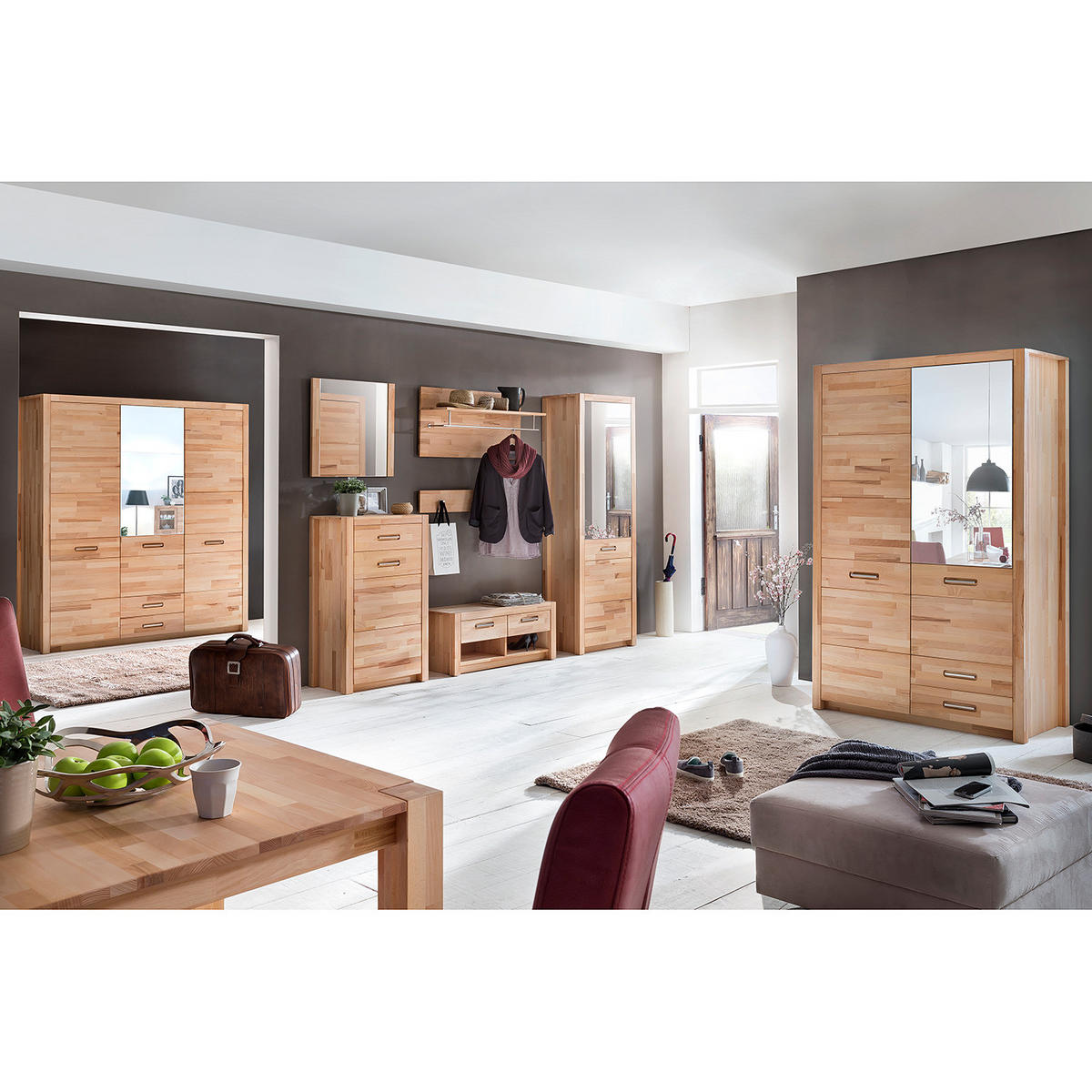 KOMMODE - Silberfarben/Kernbuche, Holz/Metall (66/112/40cm) - home24