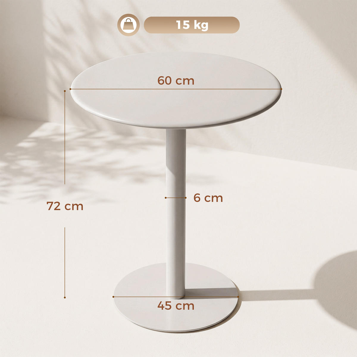 ESSTISCH Stahl Beige - Beige, Metall (60/60/72cm) - HOMCOM