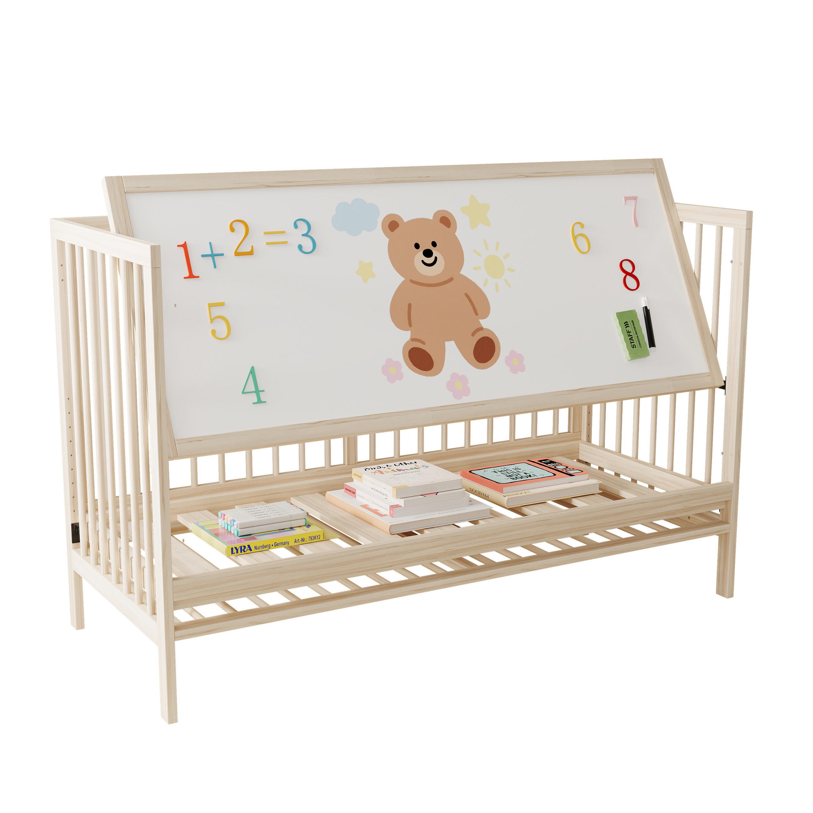 BABYBETT 140x60x90 cm multifunktional - Naturfarben, Holz (140/200cm) - LEBENLANG