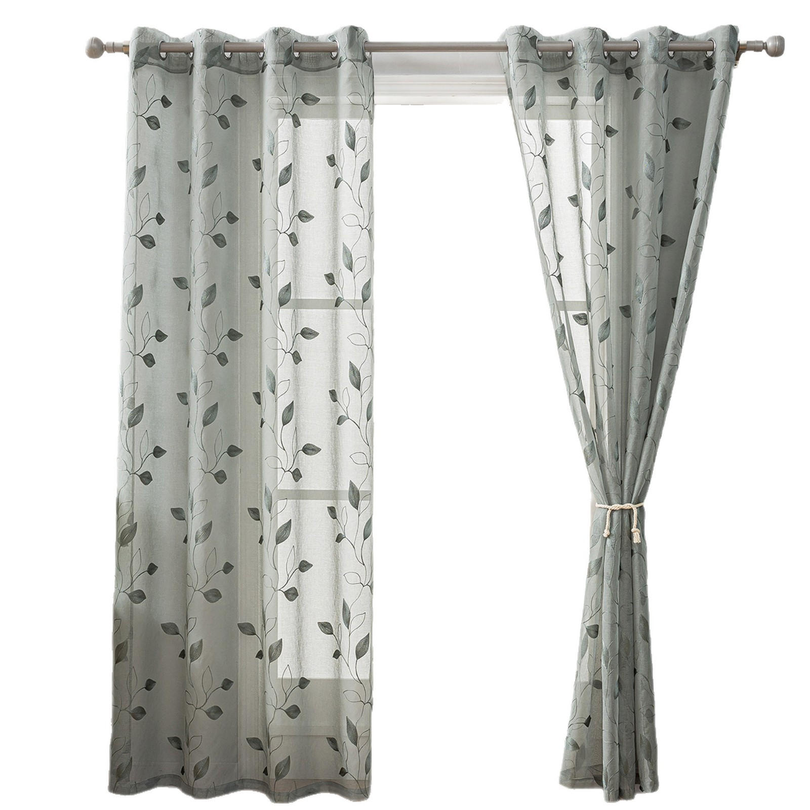GARDINEN – Transparenter Stoff – 132 x 160 cm – Zweiteilig - Grün, Textil (160/1/132cm)