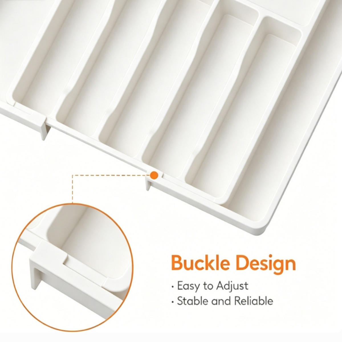BESTECKORGANIZER,AUSZIEHBAR & verstellbar,Weiß, PP-Material,(33–57)cm × 38 cm - Weiß, Kunststoff (38/5/33cm) - Authentics