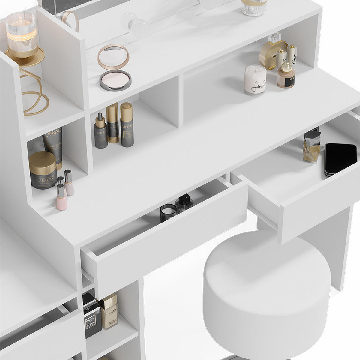 TOALETNÍ STOLEK Anja Bílá - bílá, kompozitní dřevo (139.8/115/40cm) - Vicco