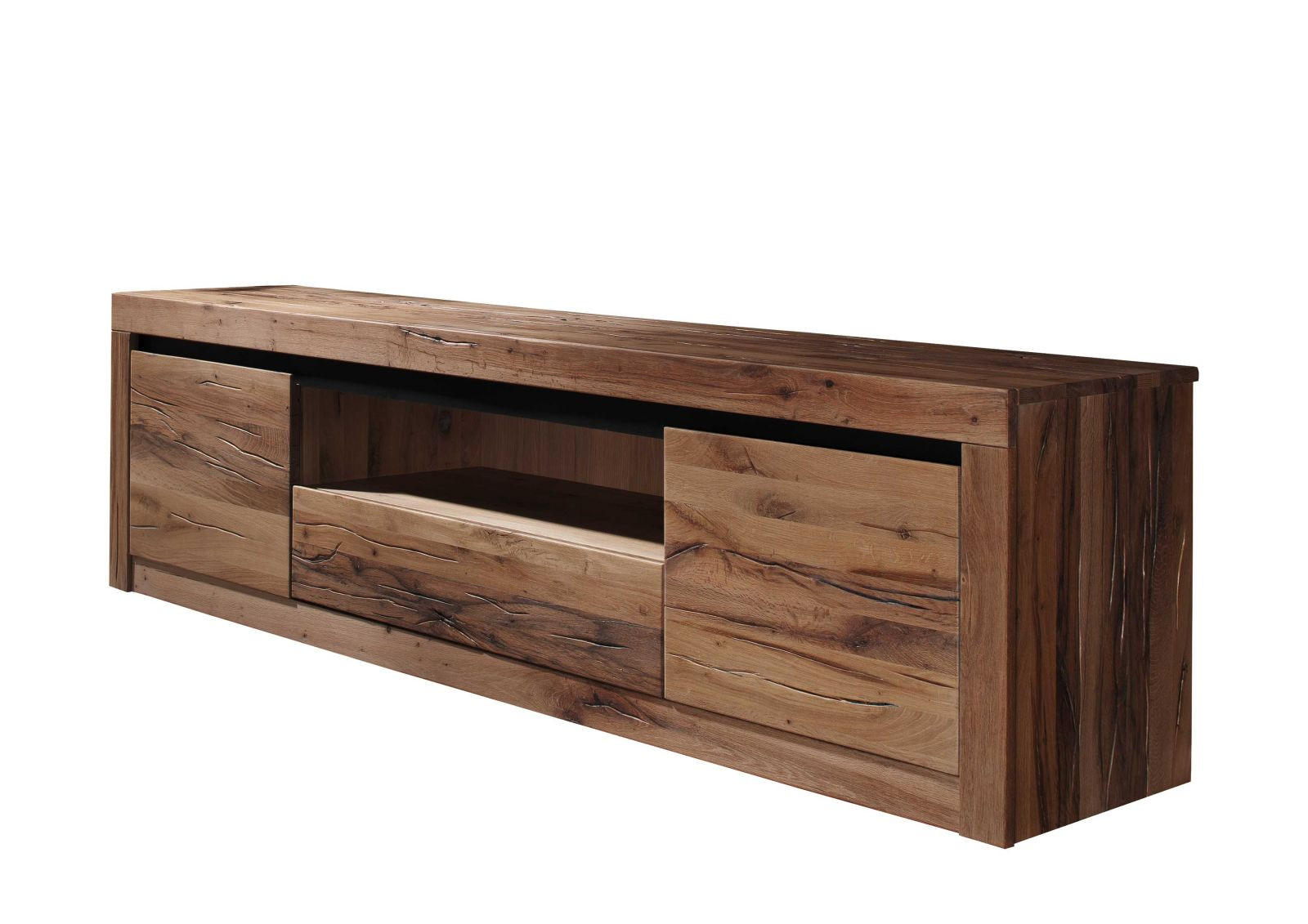 TV-BOARD Wild-/Zerreiche 202x42x55 Tabacco brown geölt MONTREUX #305 - Braun, Holz (42/55/202cm) - Massivmoebel24