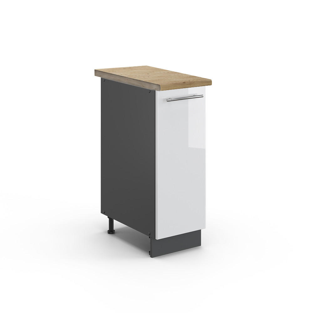 APOTHEKERSCHRANK Fame-Line Weiß Hochglanz 30 cm, AP Eiche - Weiß Hochglanz/Anthrazit, Holzwerkstoff (30/82/60cm) - Vicco