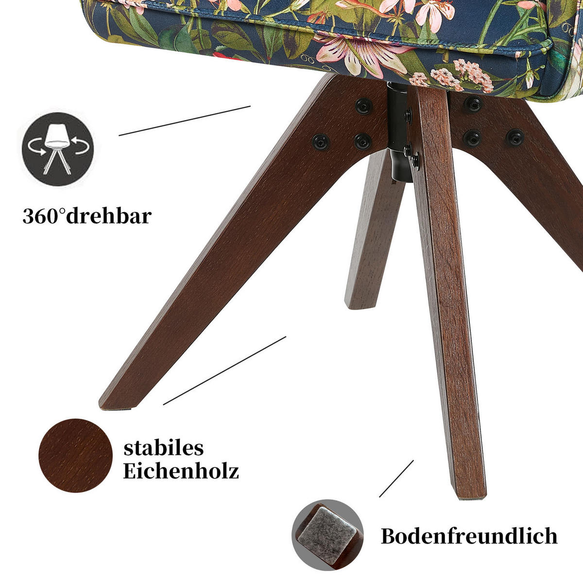 ARMLEHNSTUHL Mika-Emil 2er-Set - Nussbaumfarben/Multicolor, Eichenholz/Holz (60/88/63cm) - DUBI Möbel