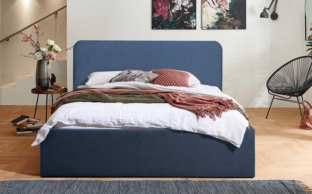 POLSTERBETT Mailand Blau 120 x 200 x 40 cm Stauraum ohne hydraulische Funktion Ohne Matratze und Lattenrost - Blau, Holz (120/200cm) - Halmon Schlafkomfort Betten 