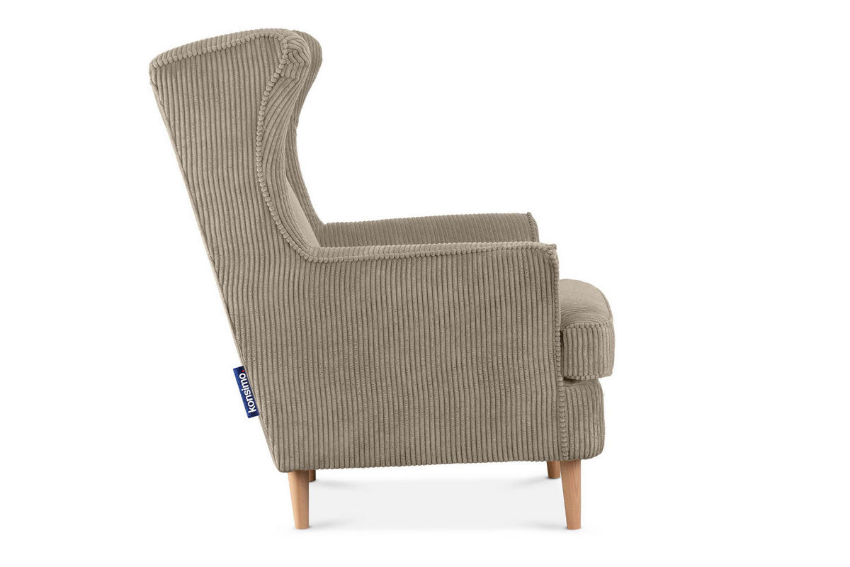 OHRENSESSEL STRALIS inklusive dekorativem Kissen, beige - Beige/Grau, Textil (82/108/80cm) - KONSIMO®
