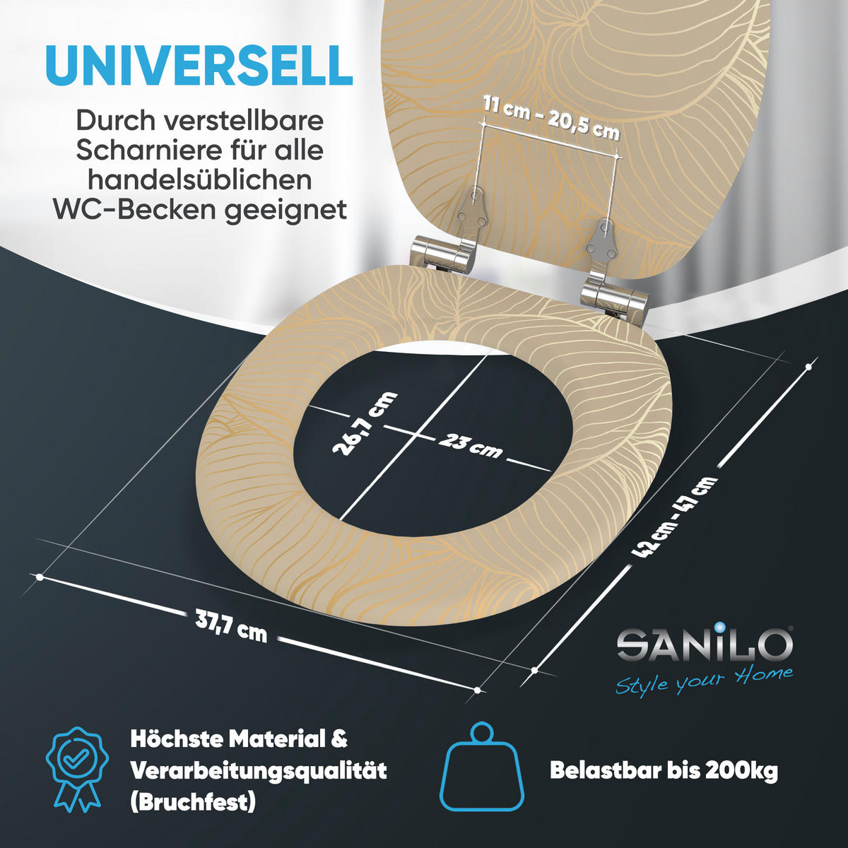 WC Sitz mit Absenkautomatik Hosta - Beige, Holzwerkstoff (38/6/47cm) - Sanilo