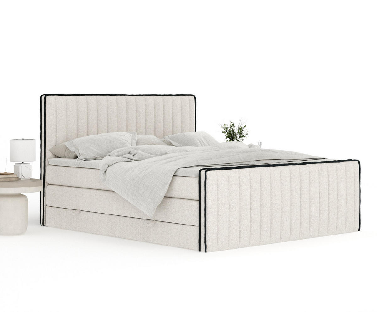 BOXSPRINGBETT Nocturne Beige 180/200 cm - Beige/Schwarz, Holz/Holzwerkstoff (180/200cm) - Maison de Reve