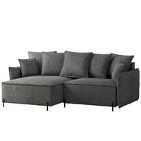 ECKSOFA MARCO Links, mit Schlaffunktion und Bettkasten, Dunkelgrau - Dunkelgrau, Textil/Metall (221/148cm) - Idohome