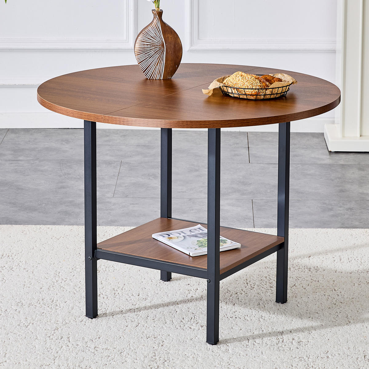 ESSTISCH 100/100/77 cm walnuss aus MDF mit Ablage - Walnussfarben, Holzwerkstoff (100/100/77cm) - OKWISH