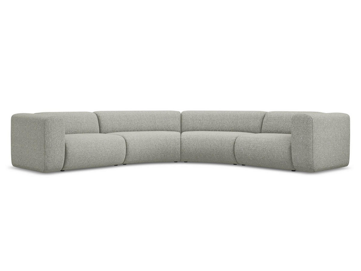 ECKSOFA Strukturstoff Stoff Grau - Hellgrau/Schwarz, Kunststoff/Textil (318/318cm) - Makamii