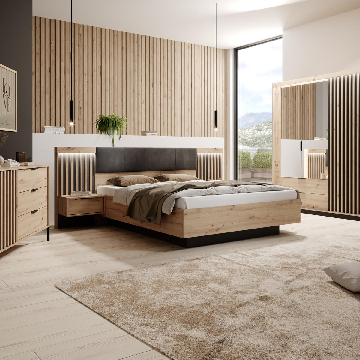 NACHTTISCH TALLINO 50,4/104/39,6 cm Eiche Artisan - Eiche Artisan, Holzwerkstoff (50.4/104/39.6cm) - MASSENO