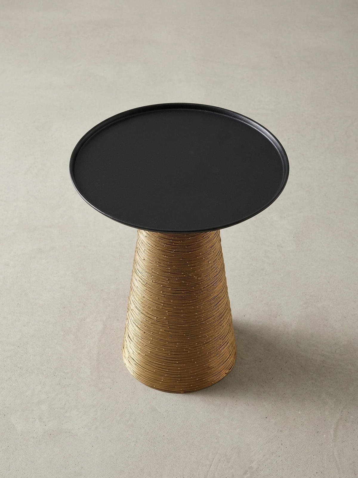 BEISTELLTISCH – Rund Aluminium Schwarz Gold Muster handgefertigt 40x40 cm - Goldfarben, Metall (40/40/45cm) - KADIMA DESIGN