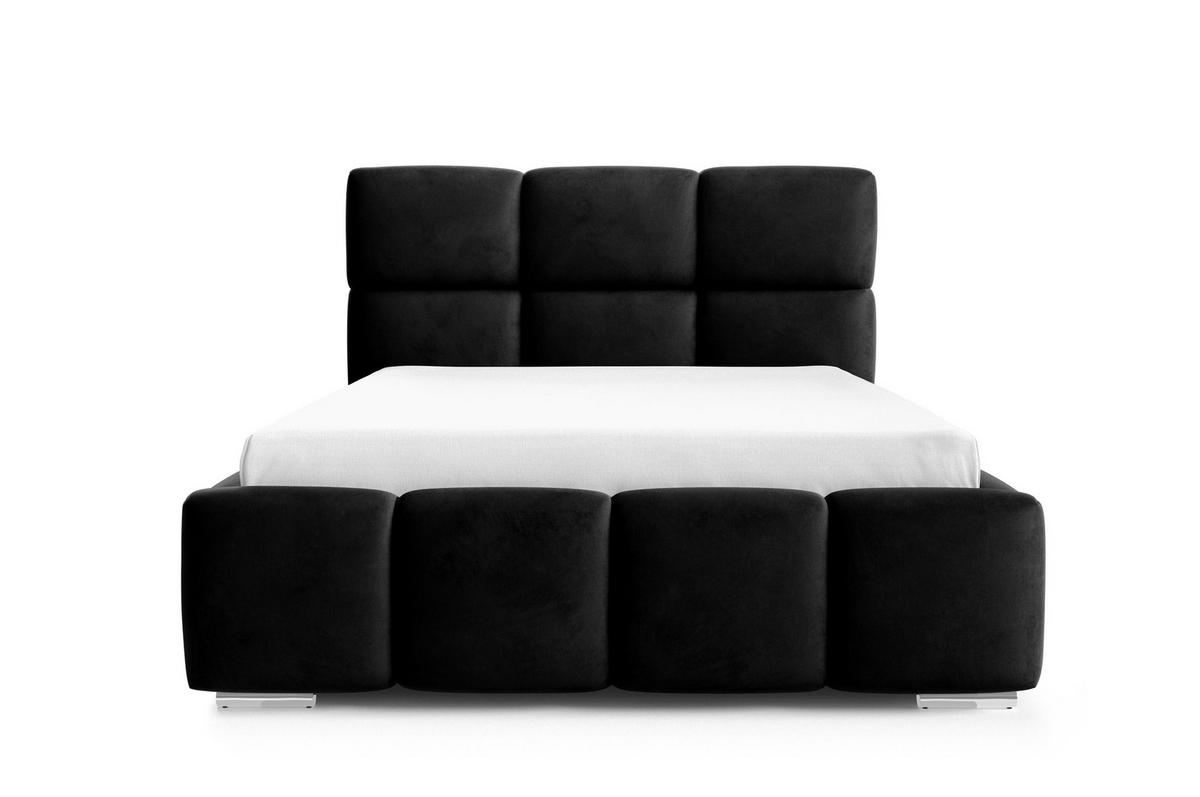 POLSTERBETT TRIO, 180x200 cm, Doppelbett mit Bettkasten, Velourstoff, Frabe: Schwarz - Schwarz, Holz/Kunststoff (180/200cm)