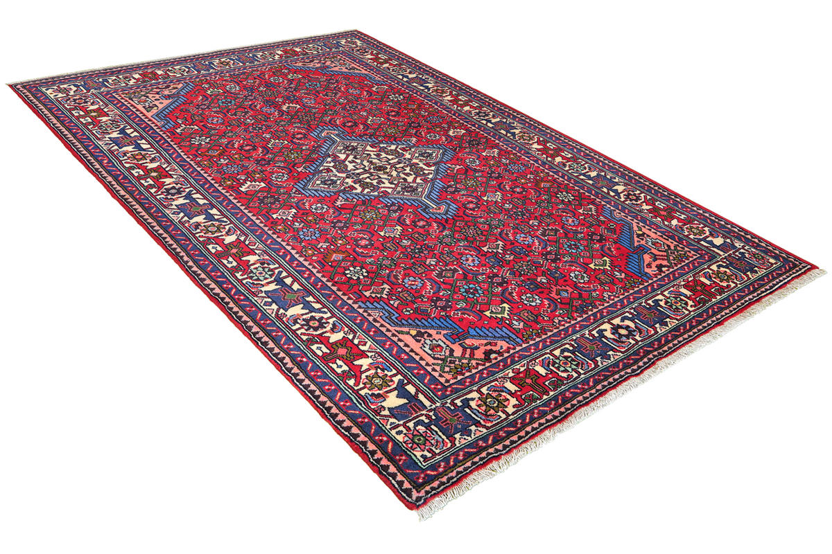 ORIENTTEPPICH handgeknüpft Assadabad Rot 207/133 cm Schurwolle - Rot, Textil (133/207cm) - Looma