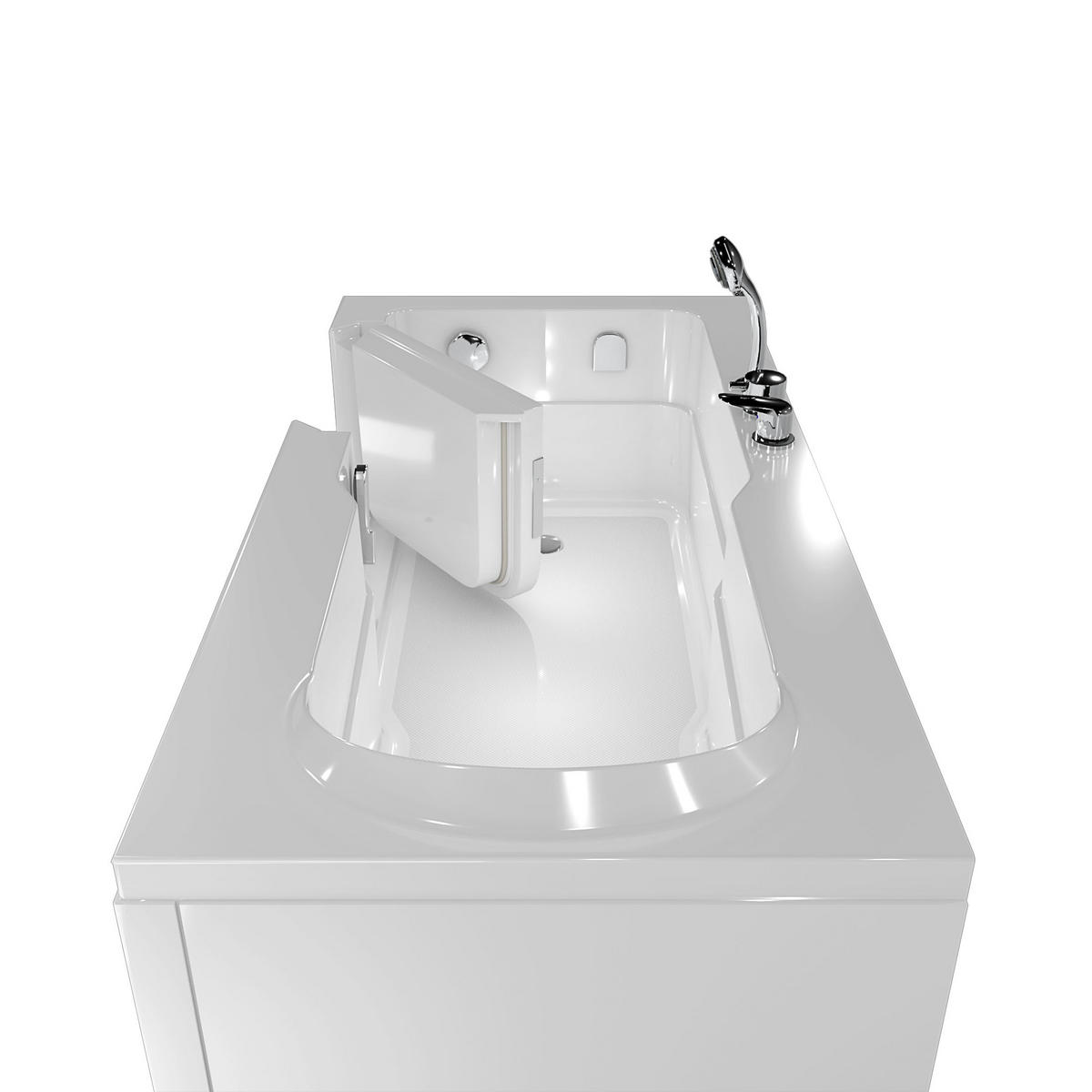 SENIORENWANNE mit Tür S17-EH-R 75x150cm - Weiß, Glas/Kunststoff (150/54/75cm) - AcquaVapore by Sandra Jentho